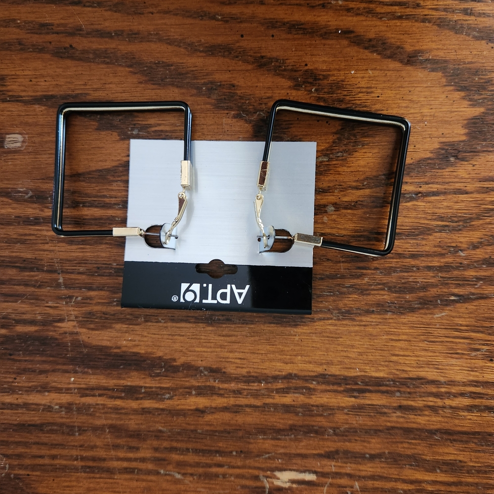 Apt. 9 Black and Gold Square Earrings